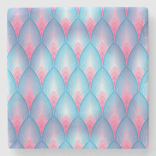 Aquamarines und rosa Petrolmuster Steinuntersetzer