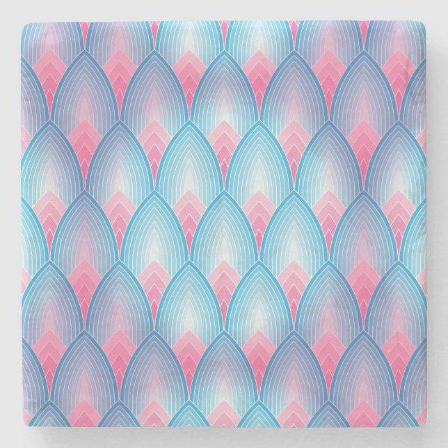 Aquamarines und rosa Petrolmuster Steinuntersetzer (Vorderseite)