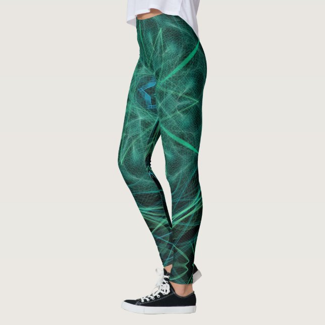 Aquamarines und schwarzes abstraktes ganz über leggings (Links)