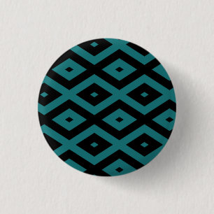 Aquamarines und schwarzes Diamantmuster Button