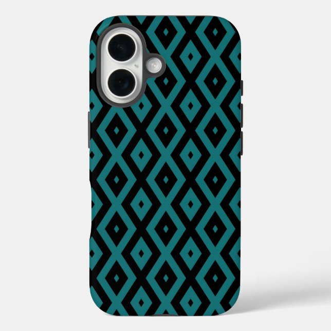 Aquamarines und schwarzes Diamantmuster Case-Mate iPhone Hülle (Rückseite)