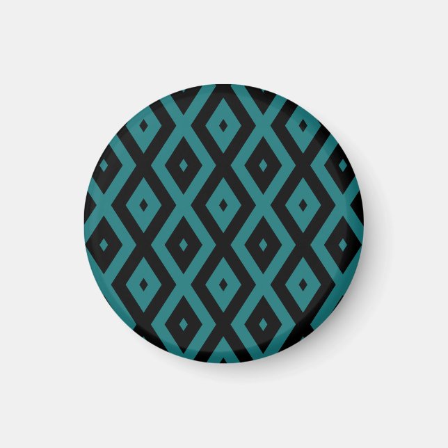 Aquamarines und schwarzes Diamantmuster Magnet (Vorne)