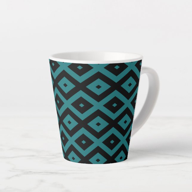 Aquamarines und schwarzes Diamantmuster Milchtasse (Rechte Ecke)