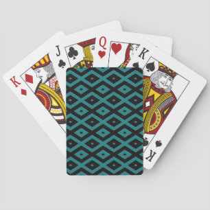 Aquamarines und schwarzes Diamantmuster Spielkarten