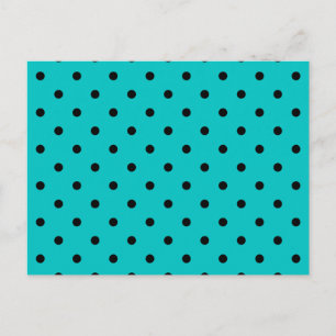 Aquamarines und schwarzes Polka Dot Muster. Postkarte