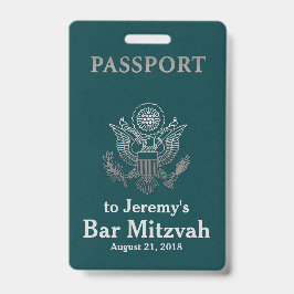 Aquamarines und silbernes Pass-Bar Mitzvah Ausweis