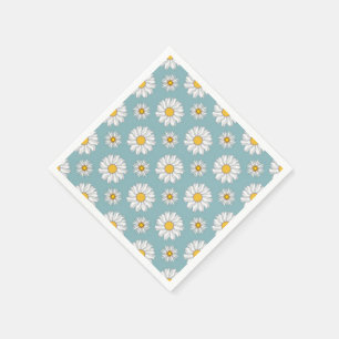 Aquamarines und weißes Daisy-Blumenmuster Papier N Serviette