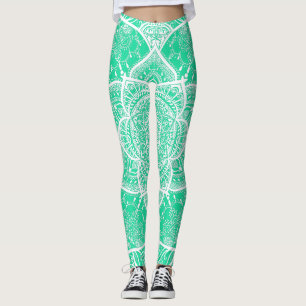 Aquamarines und weißes Mandala - Loergano - Cedar Leggings