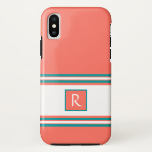 Aquamarines und weißes Monogramm-Elegant Case-Mate iPhone Hülle