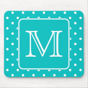 Aquamarines und weißes Polka Dot Muster. Benutzer Mousepad