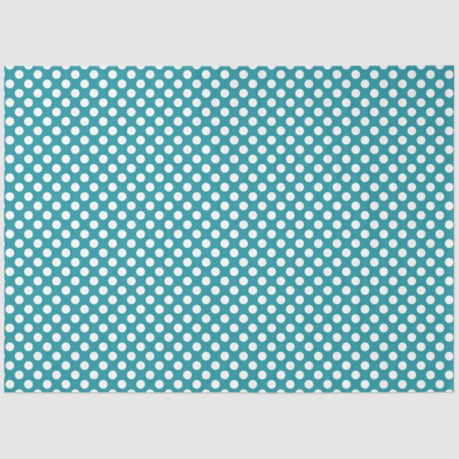 Aquamarines und weißes Polka-Dot-Papier Seidenpapier (Vorderseite)