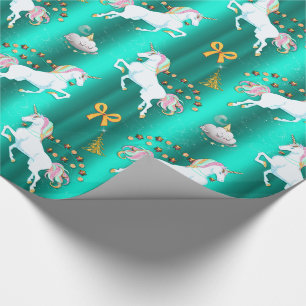 Aquamarines Unicorn-Weihnachten Geschenkpapier