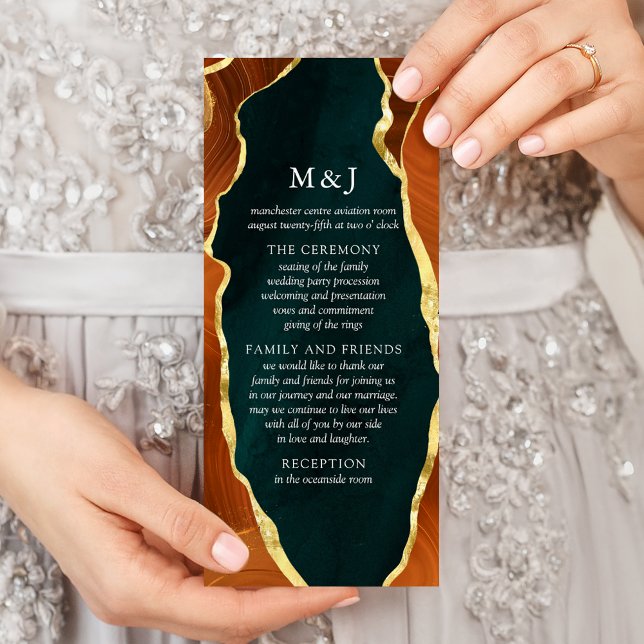 Aquamarines, verbranntes Orange & Gold Agate-Progr Werbekarte (Von Creator hochgeladen)