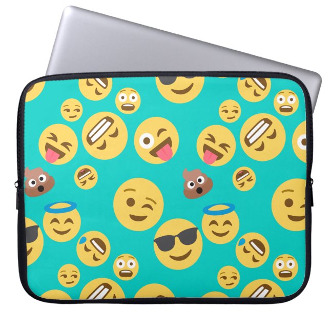 Aquamarines verrücktes Emoji Muster Laptopschutzhülle (Vorderseite)