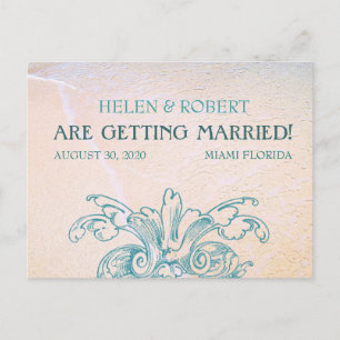 Aquamarines Vintages Meer Muschel Scroll Beach Sav Ankündigungspostkarte