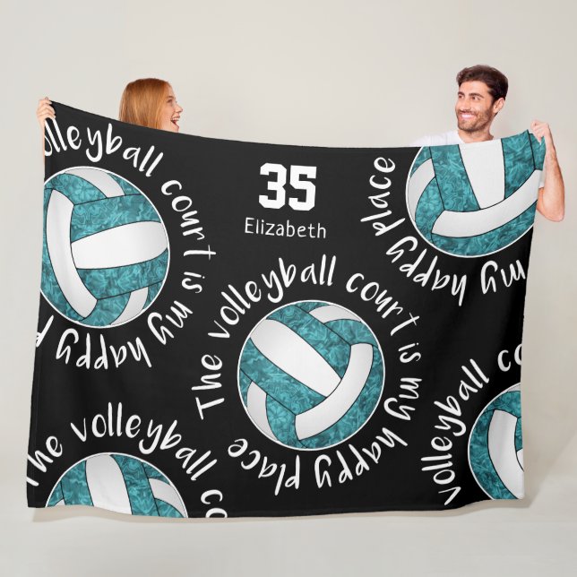 Aquamarines Volleyballfeld - Sportmantel Fleecedecke (Beispiel)