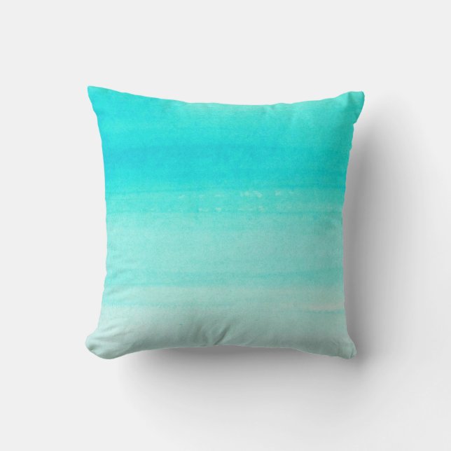 Aquamarines Watercolor Ombre Throw-Kissen Kissen (Vorderseite)
