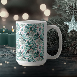 Aquamarines Weihnachts-Holly-Berries-Muster#17 ID1 Kaffeetasse