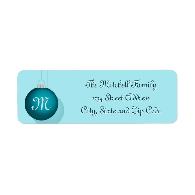 Aquamarines Weihnachtsball Monogramm (Vorne)