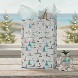 Aquamarines Weihnachtsbaummuster#5 ID1009 Mittlere Geschenktüte