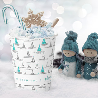 Aquamarines Weihnachtsbaummuster#5 ID1009 Pappbecher
