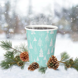 Aquamarines Weihnachtsbaummuster#6 ID1009 Pappbecher