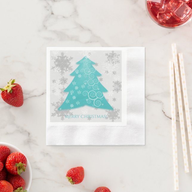 Aquamarines Weihnachtsbaumpapier Napkin Serviette (Beispiel)