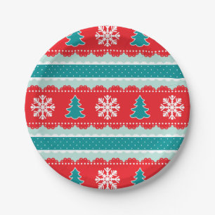 Aquamarines Weihnachtsdesign mit Schneeflocken Pappteller