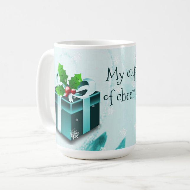 Aquamarines Weihnachtsgeschenk Tasse (Vorderseite Links)