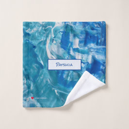 Aquamarines Weiß Abstrakt Waschlappen