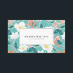 Aquamarines, weißes, florales Muster Visitenkarte<br><div class="desc">Diese elegante Visitenkarte bietet einen hellen aquamarin-türkisblauen Hintergrund mit weißen Magnolienmustern,  grünen Blätter und roten Beeren. Personalisieren Sie es für Ihre Bedürfnisse. Ideal für Autoren,  Veranstaltungsplaner,  Berater,  Innenarchitekten,  Grafiker,  Friseur-Stylisten,  Makeup-Künstler,  Lehrer,  Floristen,  Blumendesigner,  Lehrer und alle Geschäftsleute. In meinem Geschäft finden Sie passende Produkte.</div>