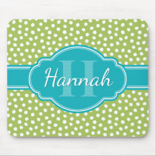 Aquamarines weißes gepunktetes Muster Mousepad