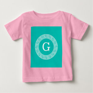 Aquamarines weißes griechisches SchlüsselRnd Baby T-shirt
