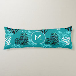 Aquamarines Weißes Zebra-Druckhörer-Monogramm Seitenschläferkissen