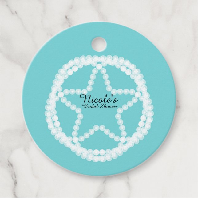 Aquamarines White Pearl Star Wedding Brautparty Geschenkanhänger (Vorderseite)