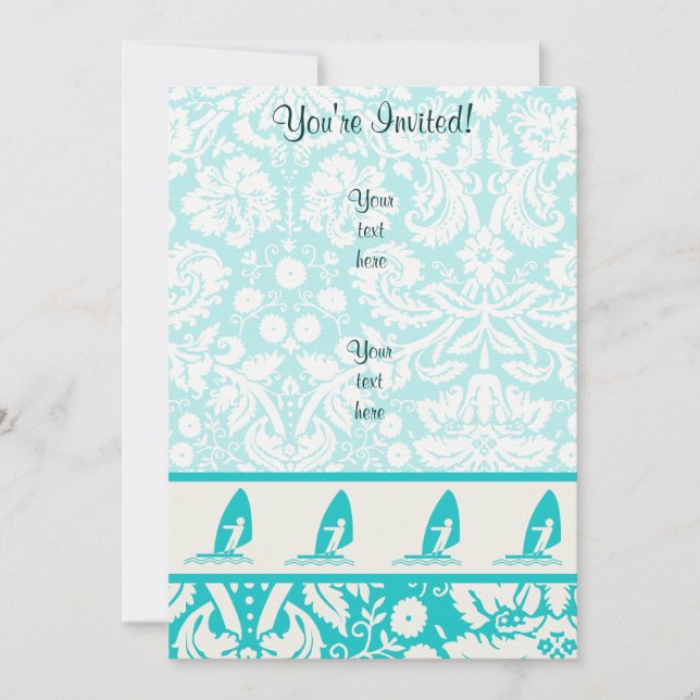 Aquamarines Windsurfen Einladung (Vorderseite)