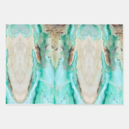 Aquamarines Wrapping-Papier-Flachblatt-Set von 3 Geschenkpapier Set