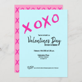 Aquamarines XOXO Rosa Valentines Abendessen Party Einladung