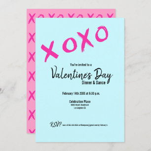 Aquamarines XOXO Rosa Valentines Abendessen Party Einladung