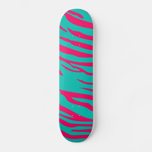 Aquamarines Zebra Print Animal Comp Skateboard in  (Vorderseite)