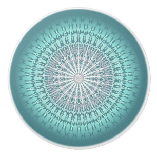 Aquamarines Zickzack Mandala-Muster Keramikknauf
