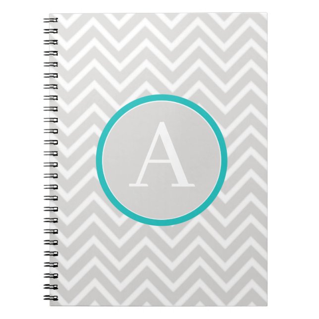 Aquamarines Zickzack Monogram-Notebook Notizblock (Vorderseite)