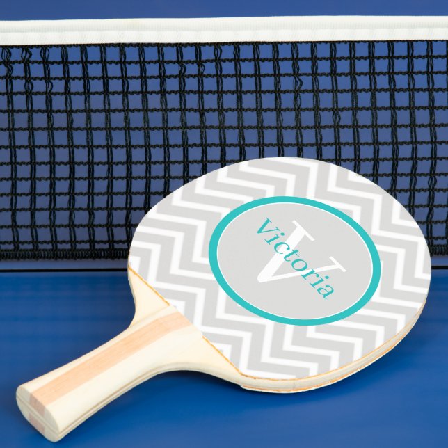 Aquamarines Zickzack Monogramm Pong Paddel Tischtennis Schläger (InSitu)