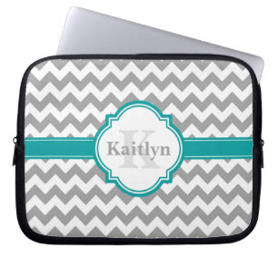 Aquamarines Zickzack Muster und marokkanisches Qua Laptopschutzhülle