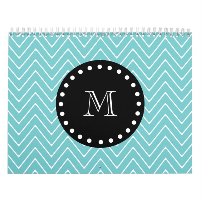 Aquamarines Zickzack schwarzes Monogramm des Kalender (Titelbild)