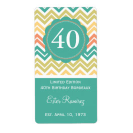 Aquamarines Zickzack Weinetikett (375 ml)