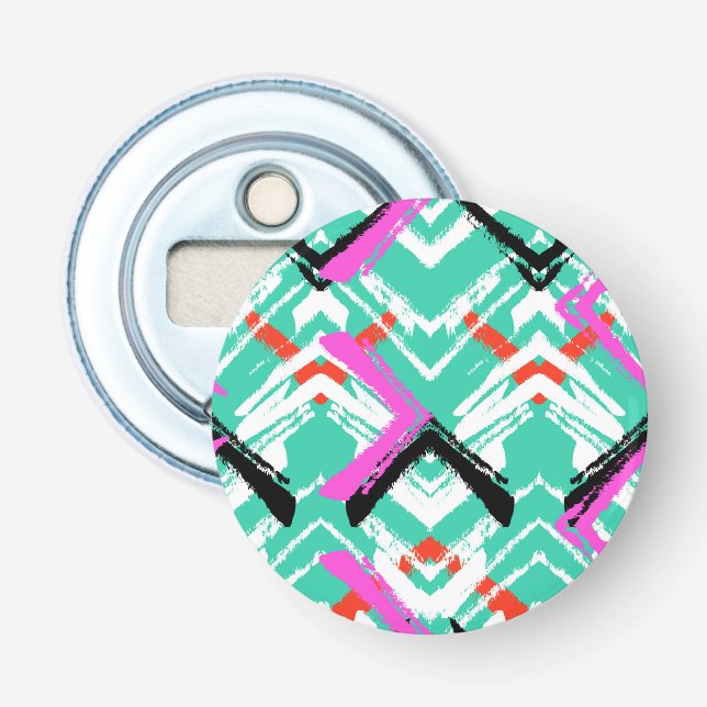 Aquamarines Zig-Zag-Muster Flaschenöffner (Vorderseite)