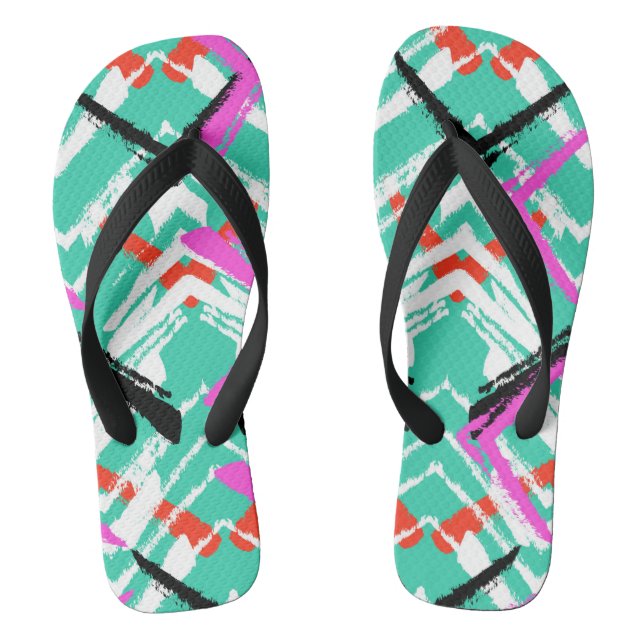 Aquamarines Zig-Zag-Muster Flip Flops (Fußbett)