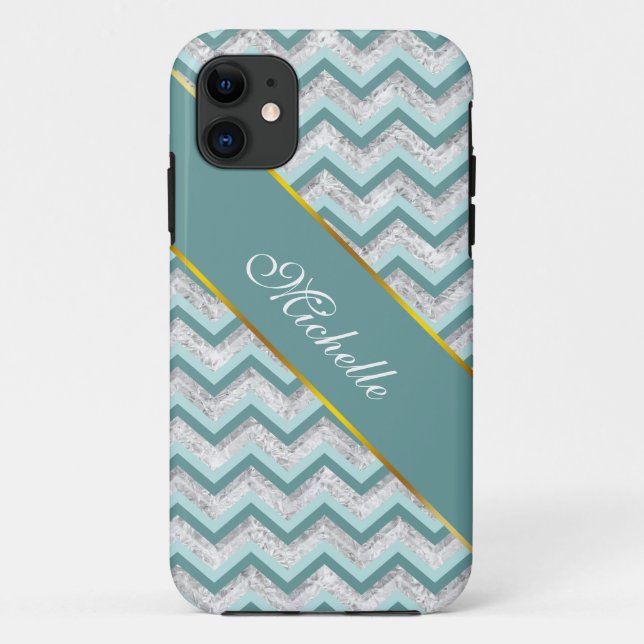 Aquamarines Zigzag-Muster Case-Mate iPhone Hülle (Rückseite)