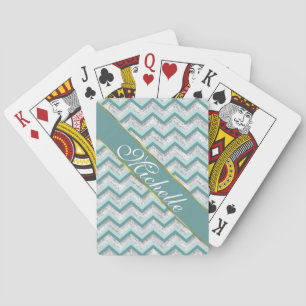Aquamarines Zigzag-Muster Spielkarten
